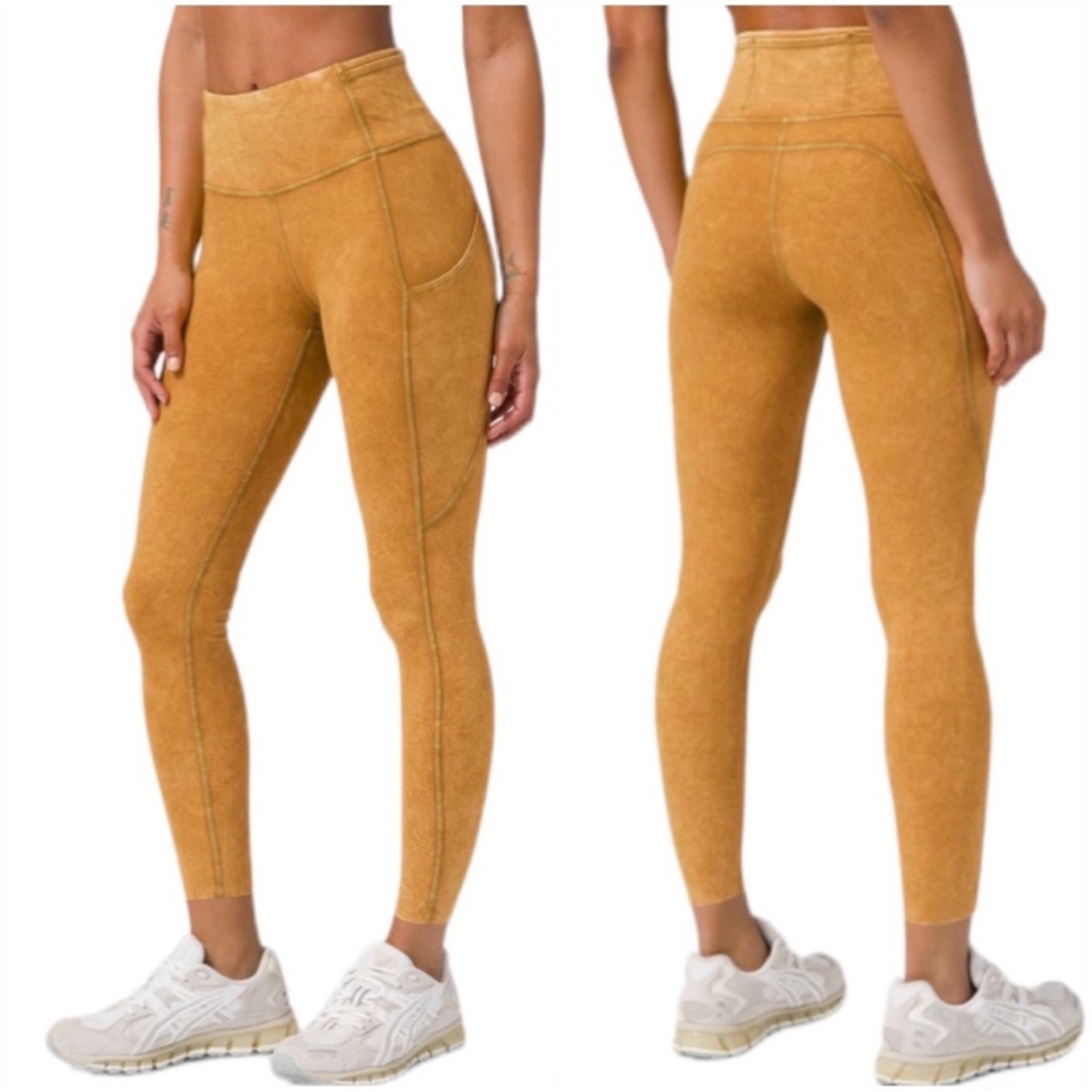 LULULEMON Fast and Free Tight II Ice Dye Ice Wash Spiced Bronze Leggings Size 6